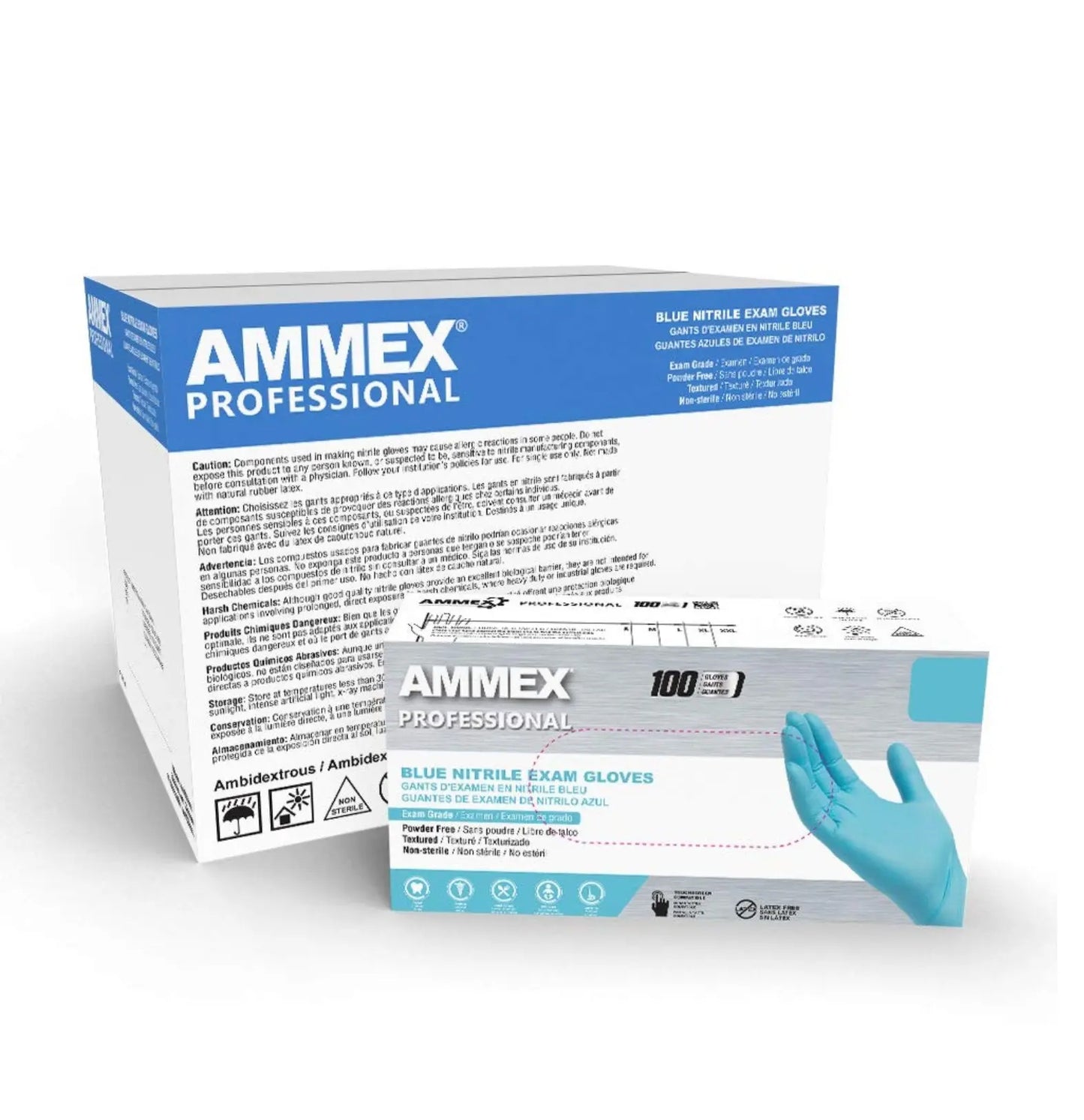 AMMEX® PROFESSIONAL PF NITRILE GLOVES (BLUE) Ammex