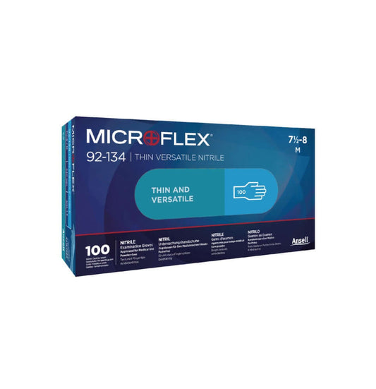Box of MICROFLEX 92-134 powder free nitrile gloves, 100 count, from Ansell