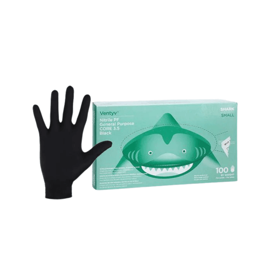 Ventyv Shark CORE 3.5 powder free nitrile gloves, 100 count, green box, size small