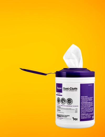 Large canister of super sani disinfectant cloths